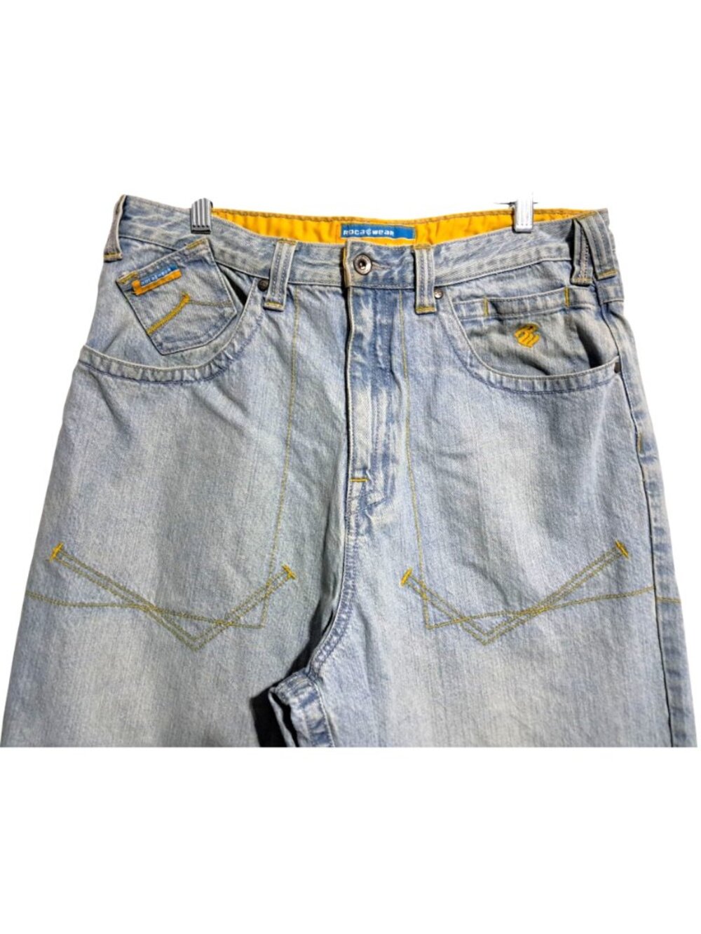 90s Y2k Rocawear Denim Jorts Shorts Mens Size 34 W Loose Fit Light Wash Jean Cot - Picture 5 of 11